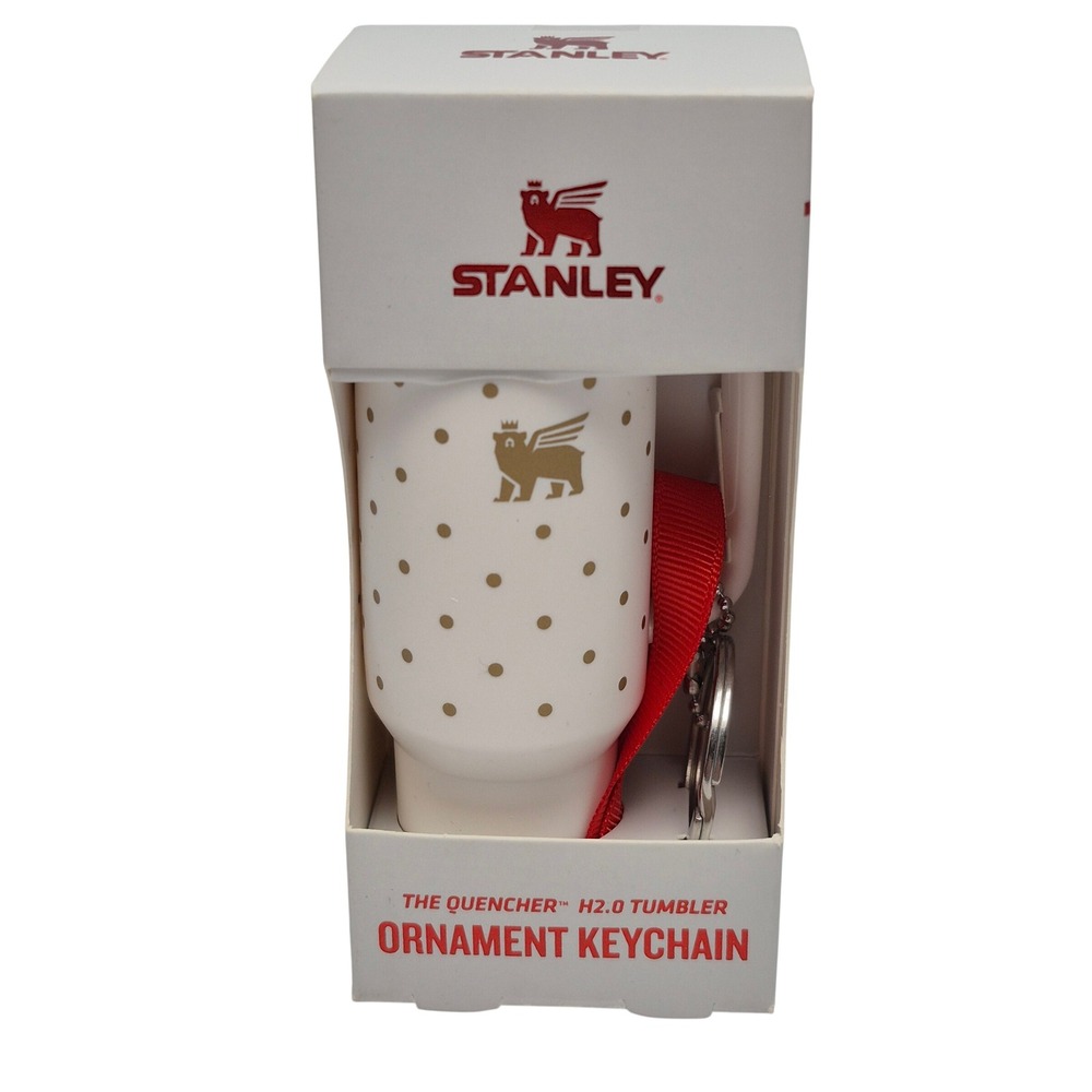 Stanley Tumbler Keychain Ornament Frost Polka Dots White Quencher H2.0 4.5"
